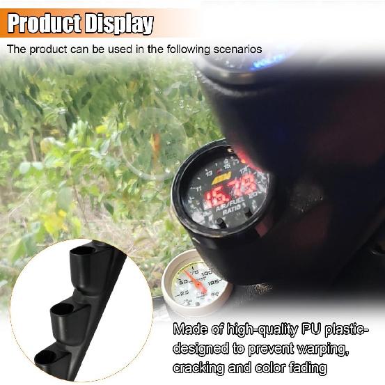 Black Triple Pillar Gauge Pod Holder, Plastic 3 Hole 52Mm Automotive Digital Gauge Bracket, Universal A-Pillar Gauges Mount Accessories For Most