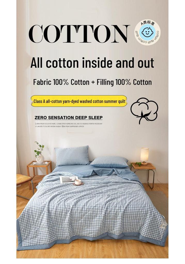 Inside and Out All-Cotton Quilt - 100% Pure Xinjiang Cotton Summer Air Conditioner Quilt for Single or Double Person