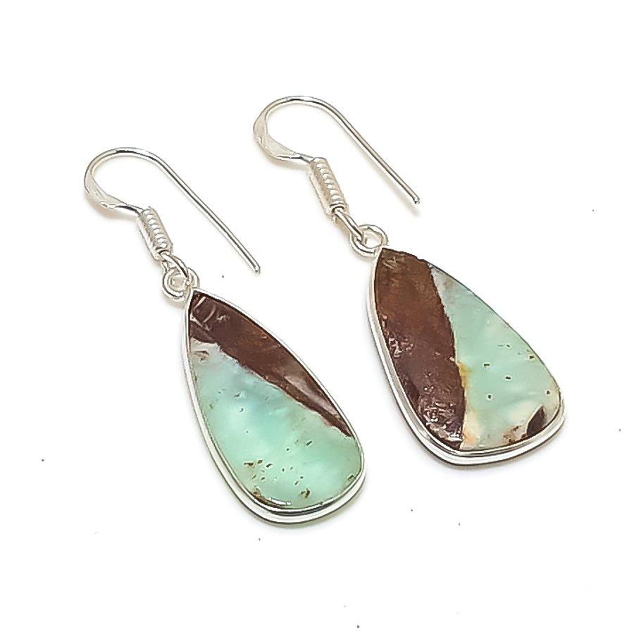 

Natural Chrysoprase Gemstone 925 Sterling Silver Jewelry Earring 1.69 AE-12003