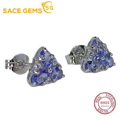 Pendientes de Tuerca de Plata de Ley 925 de 3*5MM con Tanzanita Natural Joyería Fina para Fiesta de Boda Regalo para Vacaciones