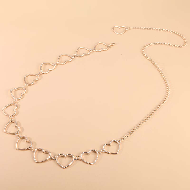 Fashion Hollow Splicing Love Heart Waist Chains for Women Hiphop Cool Waist Belts Double Layer Heart Trouser Chain Jewelry Gifts