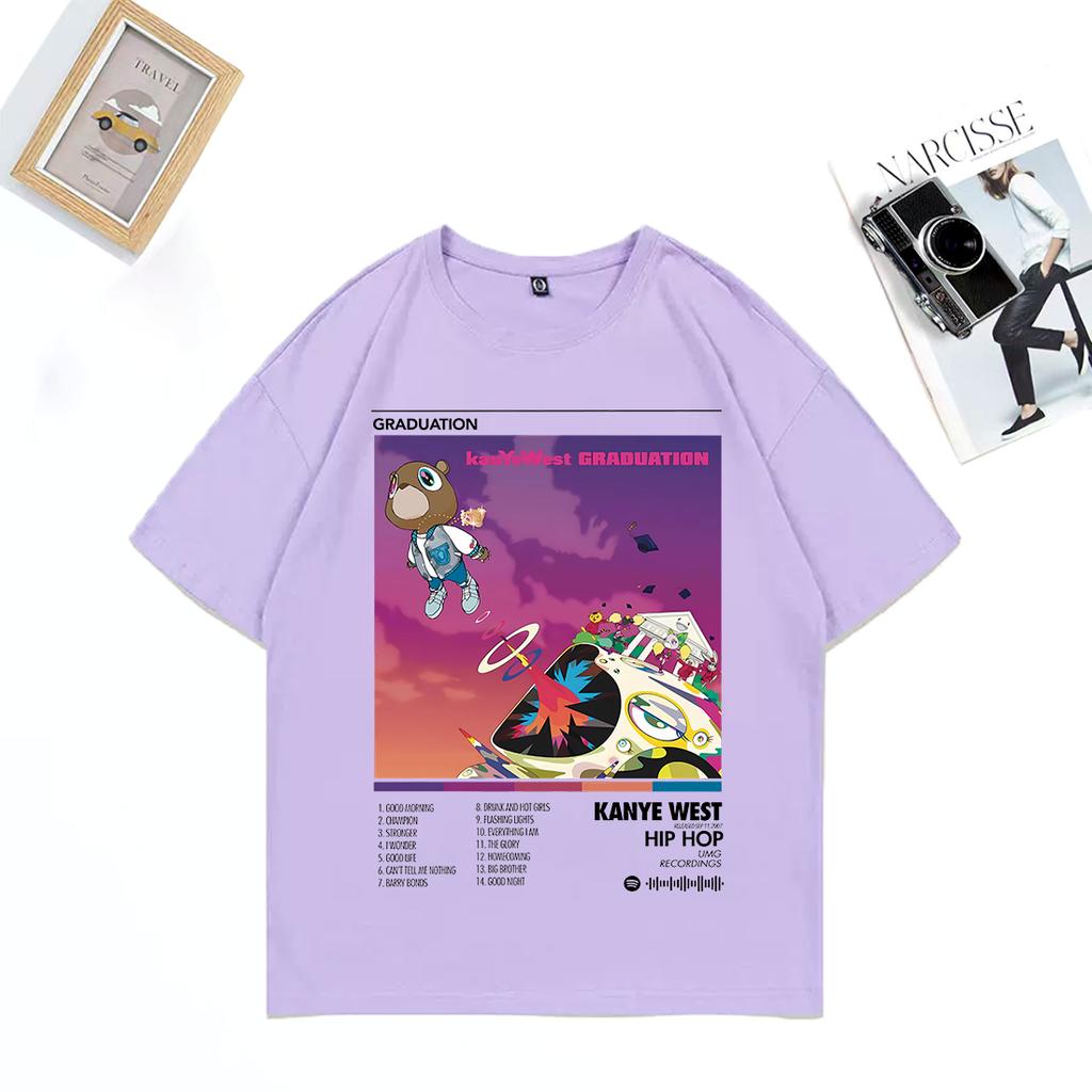 Rapper Kanye West Graduation Music Album vintage T Shirt Unisex WOMEN print streetwear Oversized short sleeve Cotton Unisex t shirt