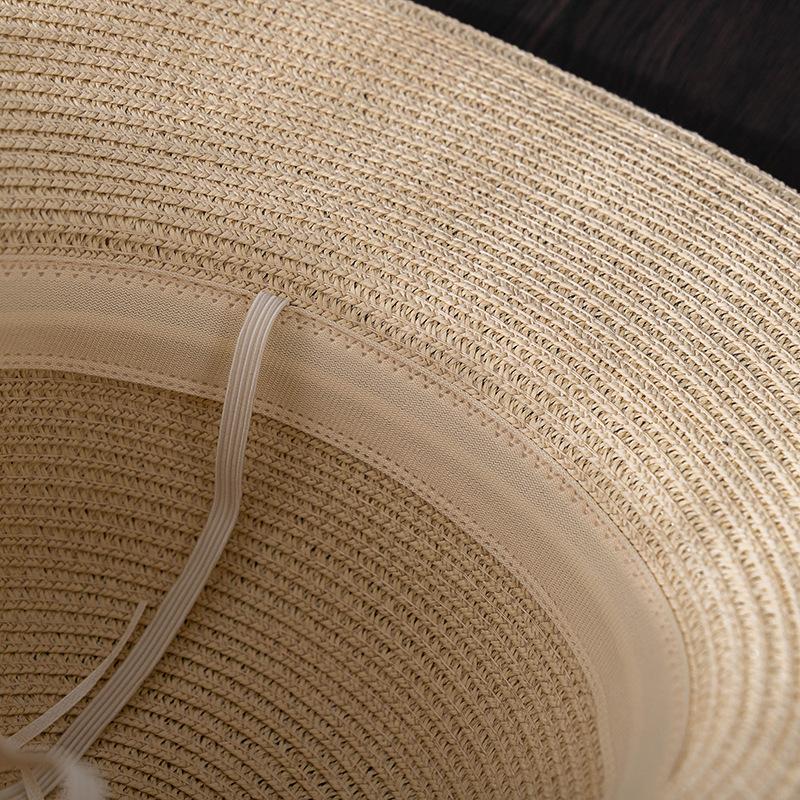 Women's Summer Straw Sun Hat with Wave Brim, Butterfly Bow & Faux Pearl Accents, Beach Hat, Outdoor Travel Vacation Hat
