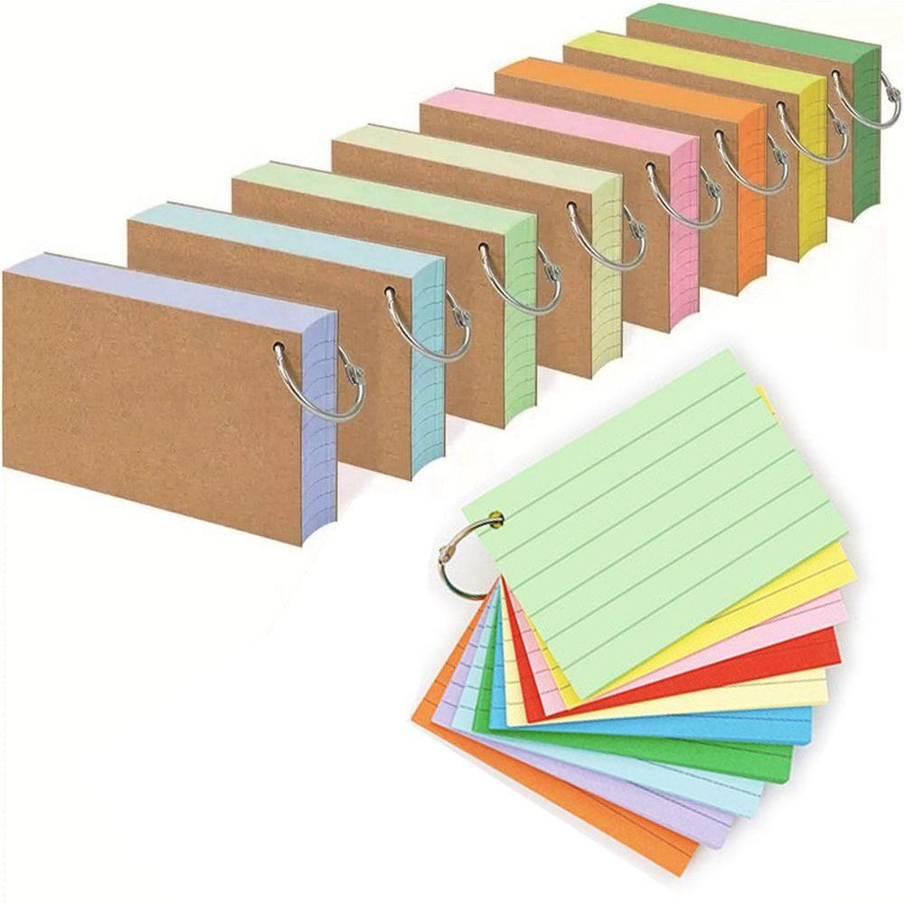 Portable A8 Binder Memo Book Loose-Leaf Horizontal Line Flash Cards With Cover Revision Cards