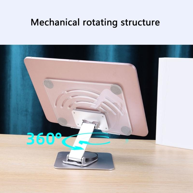 Foldable Tablet Stand With 360 degree Rotation Height Adjustment Aluminum Holder For 12.9Inch Devices