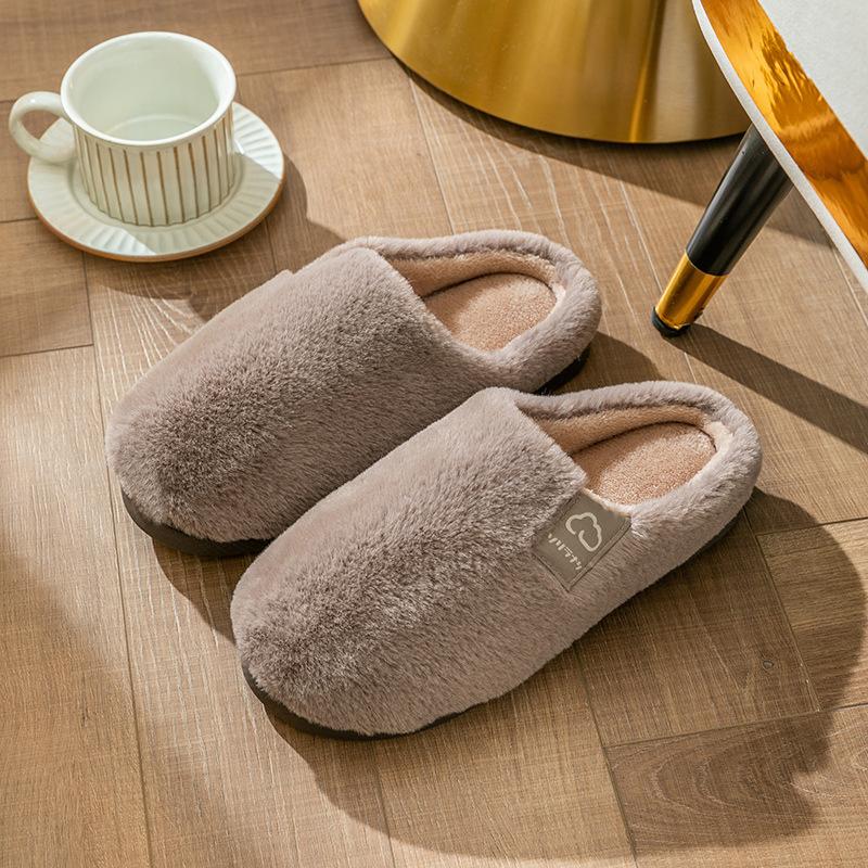 Cotton slippers women spring autumn winter indoor home use non-slip warm home couple plush winter men