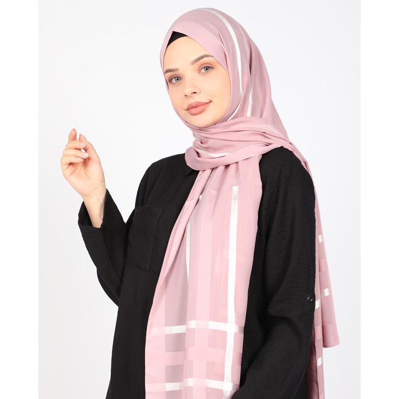 

Толстая шифоновая шаль в полоску Miray Dried Rose 85x190 роза розовый