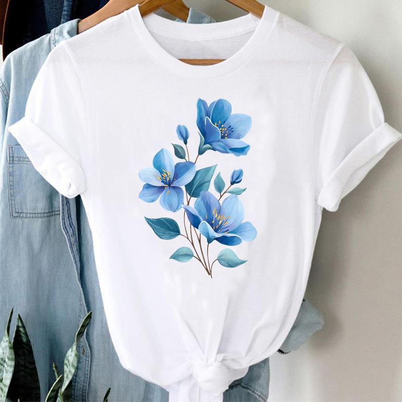 (Asian Size) T Shirt love heart flower Fashion Women Tee Clothing Casual Lady Female Top spring summer Printed Graphic Short Sleeve T-shirts