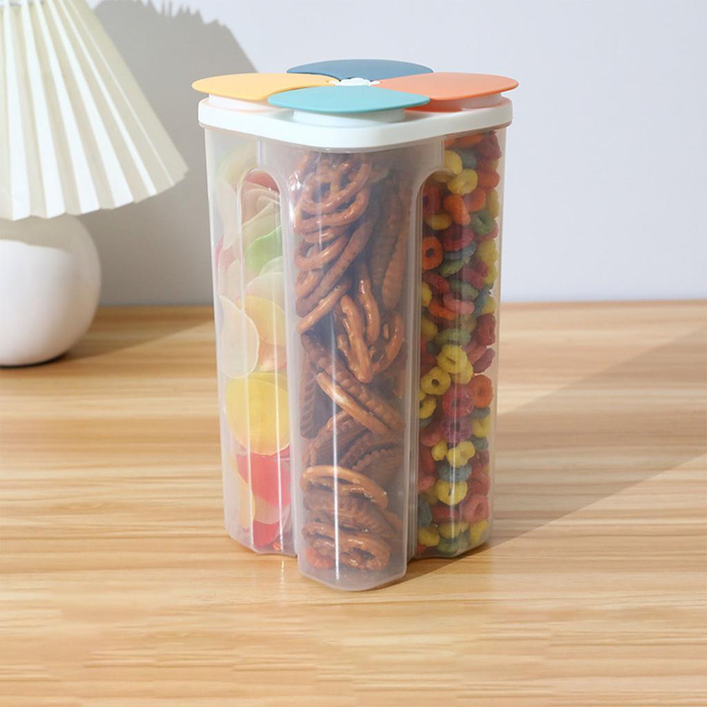 Food Storage Container 4 Compartment Multifunctional Perfect Sealing Space Saving Safe Cereal Dispenser for Kitchen