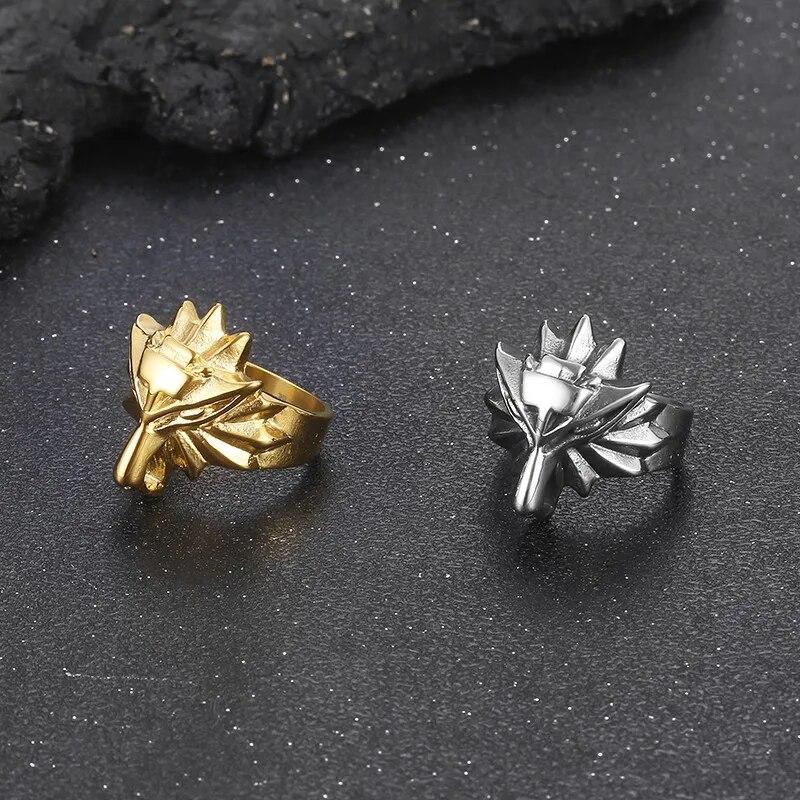 Nerezový prsten s krychlovou lví hlavou pro muže Jednoduchý personalizovaný zvířecí koktejl Šperky Punk Halloweenský prstový doplněk