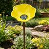 Metal Flower Garden Stake Pollinator Watering Station Mini Bird Bath Drinking Bowl for Bees Butterflies Birds Outdoor Yard
