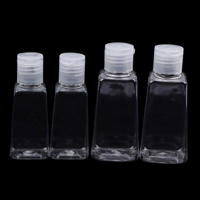 10Pcs 30/60Ml Trapezoidal Plastic Hand Sanitizer Bottles Dispenser Transparent Gel Reffillable Bottle Container With Filp Cap