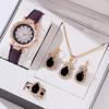 5pcs Set Watches Women Leather Band Ladies Watch Simple Casual Women's WristWatch Bracelet Gift Montre Femme(No Box)