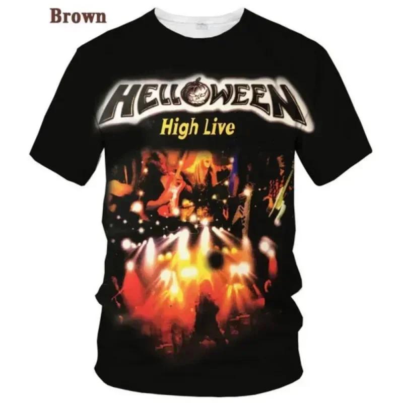 Rock Band Helloween 3D Print T Shirt Women Men Summer O-neck Short Sleeve Fashion Tshirt Graphic Tees Cosplay Costume Tees