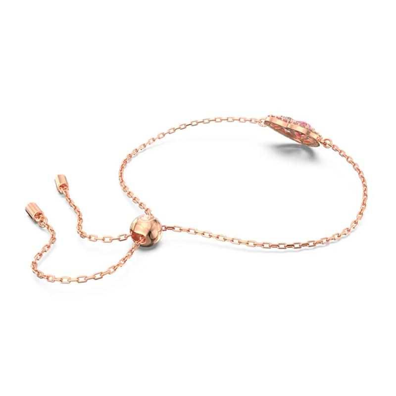 Swarovski Gema Pink White Symmetrical Heart Bracelet Women's Rose Gold 5653012