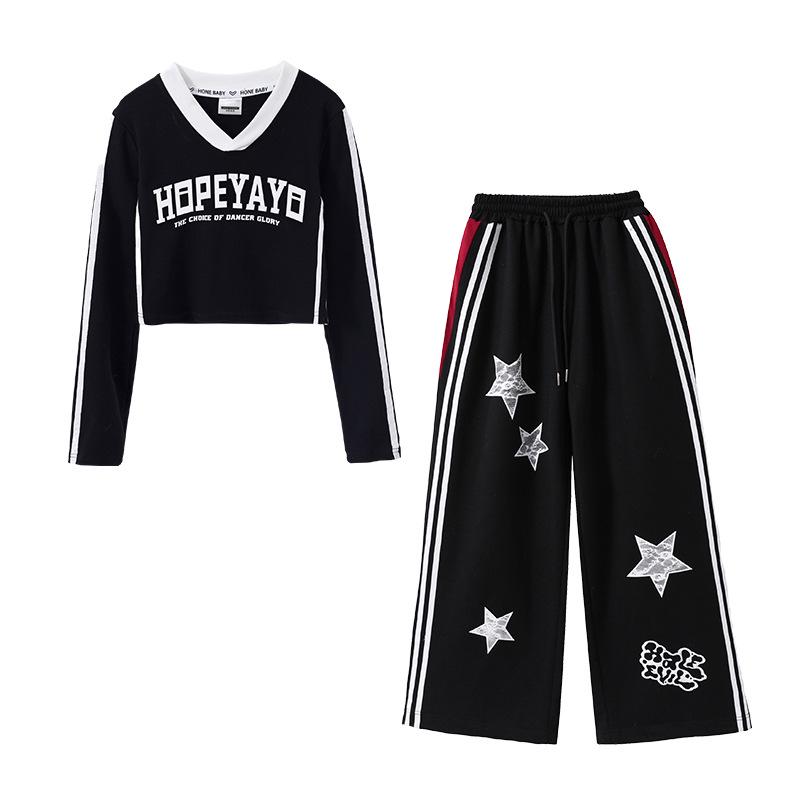 Trendy Street Style Outfit Set for Girls - Jazz Performance & Practice Wear for Spring & Autumn