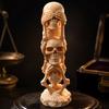 Creative Resin Crafts 3D Printed Triple Skull Statue, Halloween Horror Hear No Evil See Office Desk Accessories Speak Figurine, Decor for