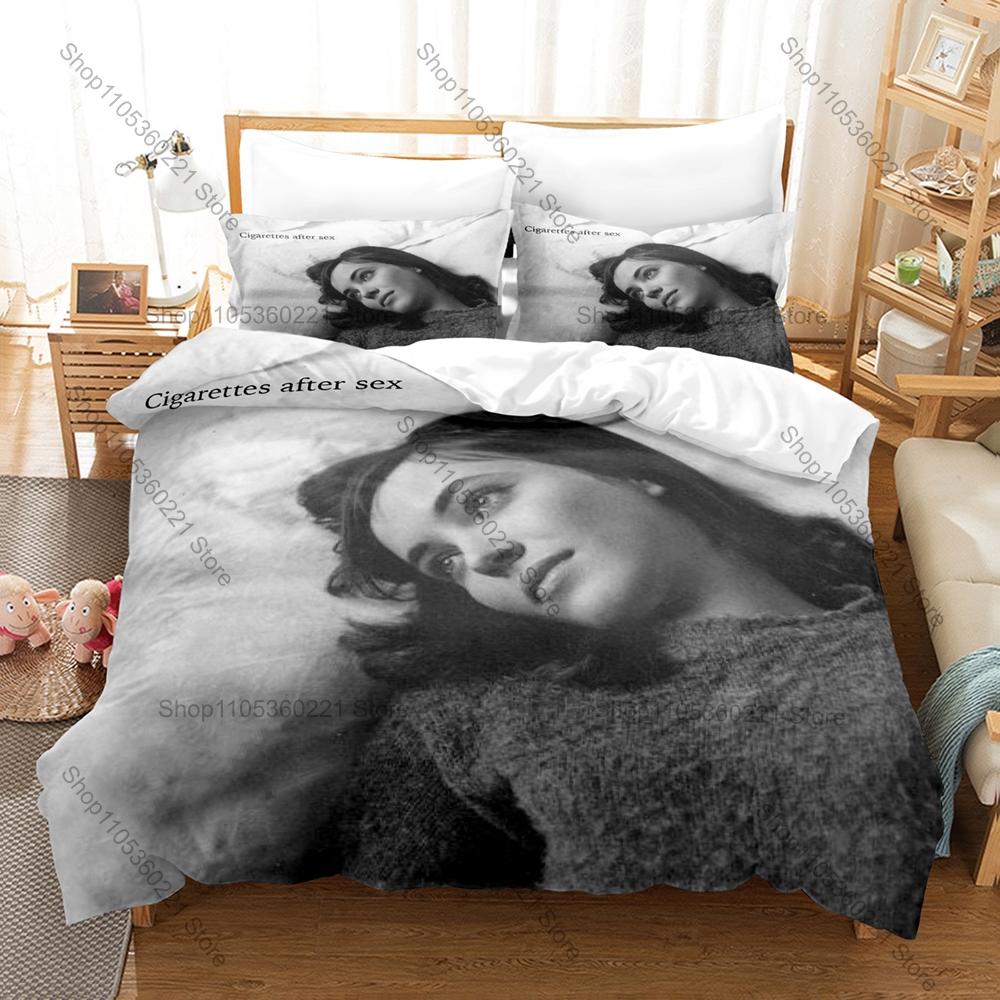 Cigarettes After Sex Dream Pop Minimal Text Duvet Cover Set 3PCS Bedding With 2 Pillowcases Indie Slowcore Music Fans Decor