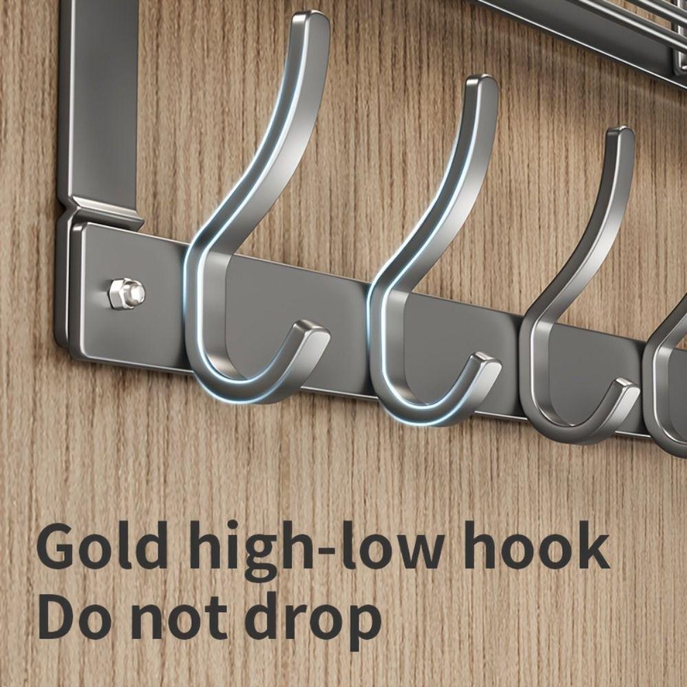 Multifunctional Over-the-Door Storage Rack Easy Installation Clothes Hanging Rack Metal Hooks  Door