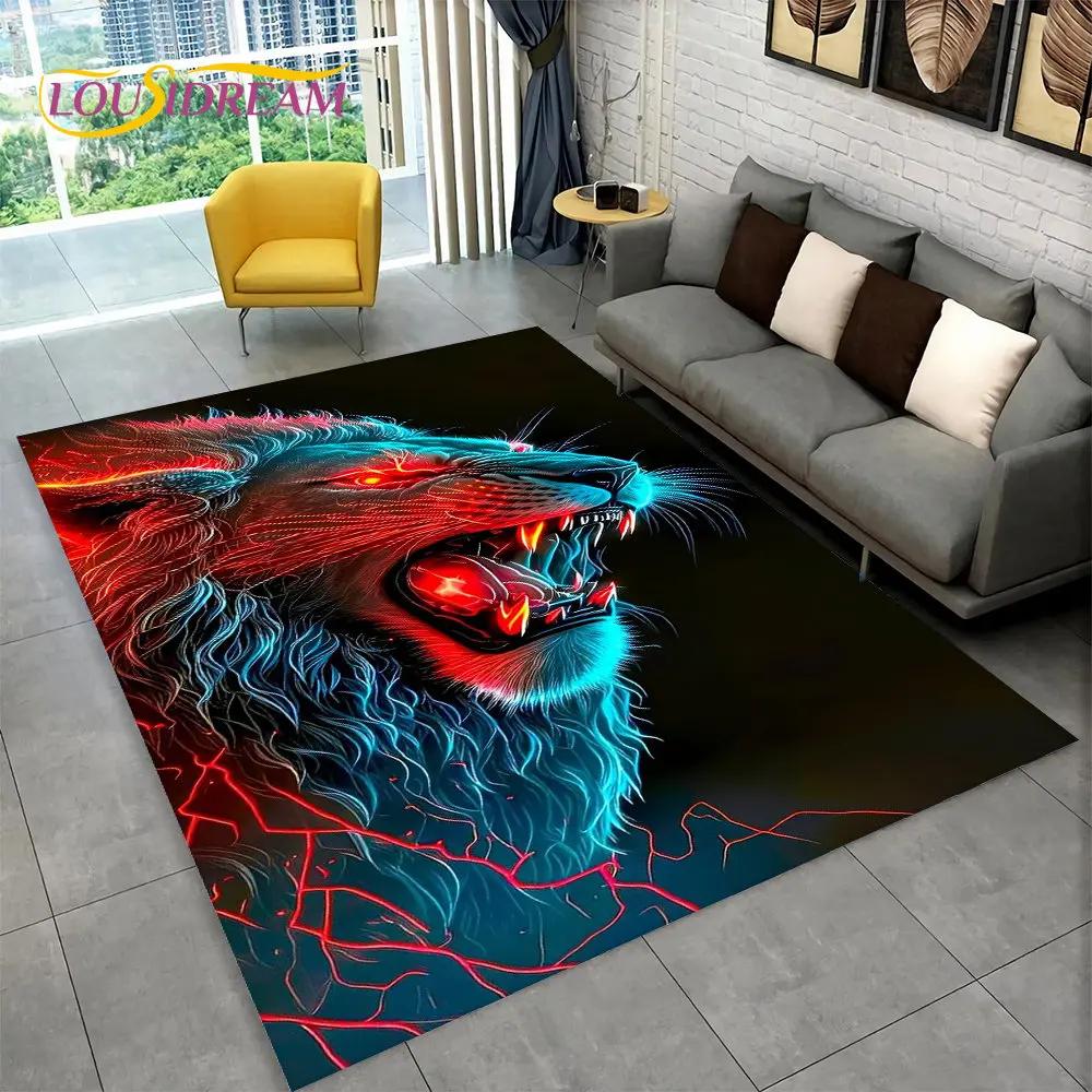 Novo tapete grande de área de animal de leão de sonho 3D, tapete de carpete para sala de estar, quarto, sofá, capacho de decoração, tapete de chão antiderrapante para brincadeira de criança