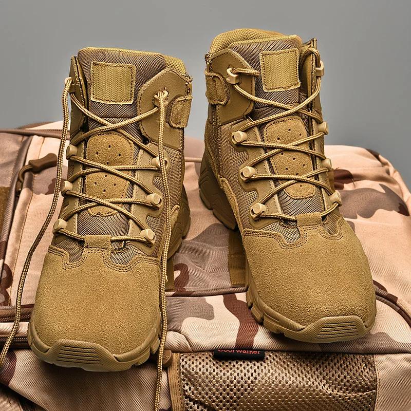 New Men Tactical Boots Military Climbing Shoes Brand Size Plus Breathable Ankle Waterproof Lace Up Outdoor Casual Hiking Shoes