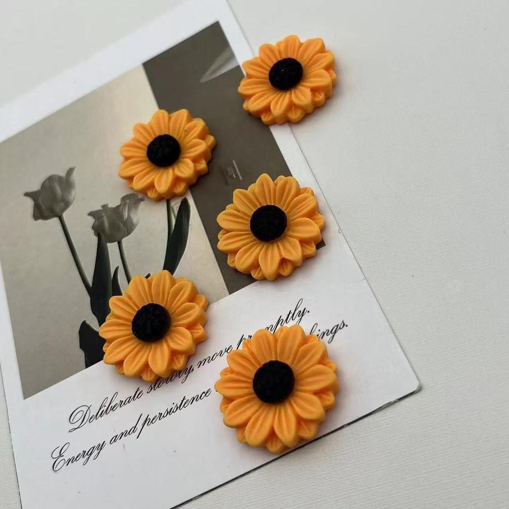6pcs Sunflower Resin Refrigerator Magnets Creative Cute Magnetic Stickers Home Kitchen Decoration Magnets
