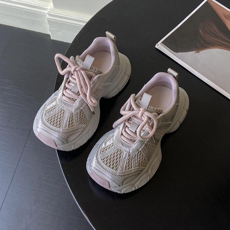 

Fashion trend pink retro platform dad shoes women s 2025 new summer thin breathable soft-soled sneakers 40 розовый