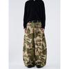 Kisko American Retro Camouflage Front Pocket Silhouette Scimitar Pants Unisex Trendy Brand Cool Loose Wide-Leg Casual Pants