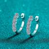 925 Sterling Silver Earrings Female Small Row Drill Mozang Stone Ear Buckle Plated Pt950 Gold Ear Jewelry