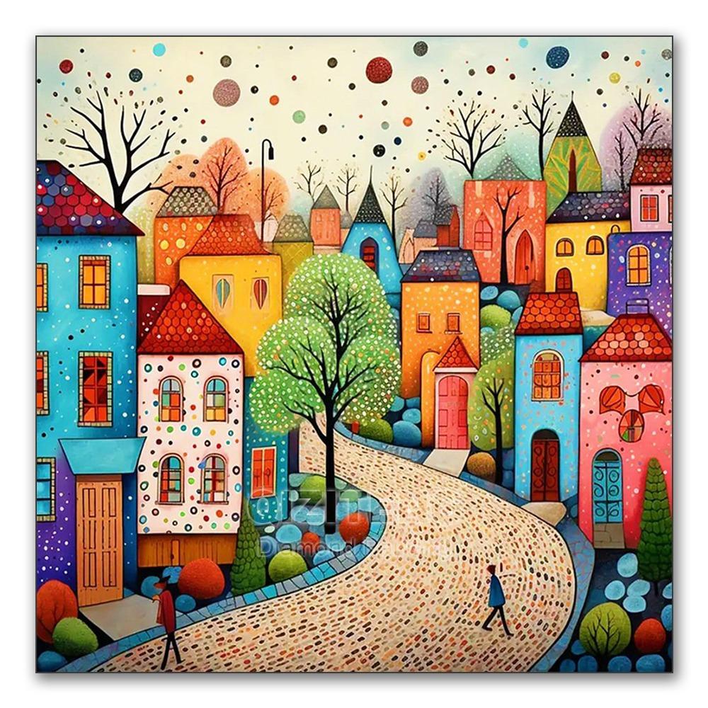 5D DIY Полная круглая алмазная живопись Красочная Домашняя Абстрактная Серия Украшение для дома Искусство Ремесло Мозаичная живопись 20x20cm Full Round