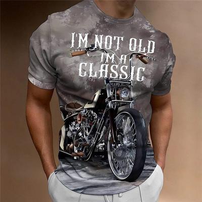 Top Estivo Girocollo Stampa 3D Motocicletta alla Moda Casual a Maniche Corte T-shirt da Uomo