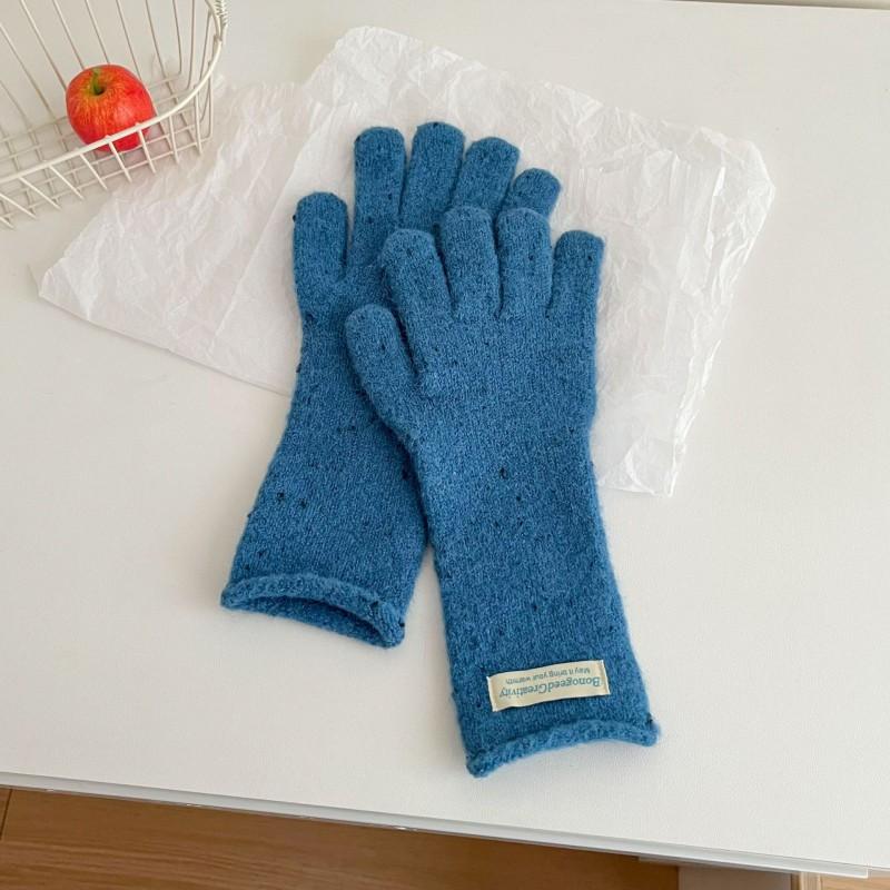 Womens Winter Wool Blend Knitted Beaded Scarf Gloves Set Casual Chic Accessory In Multiple Colors