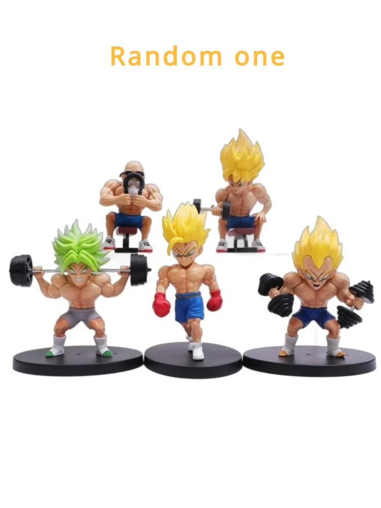 5Pcs/set Dragon Ball Super Saiyan Broly Green Hair Master Roshi Son Goku Bodybuilding Muscle PVC Action Figure Mode