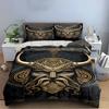 Viking Warrior Design Black Gold Bedding Set Bedding Set (1 Duvet Cover, 2 Pillowcases, Duvet Not Included)