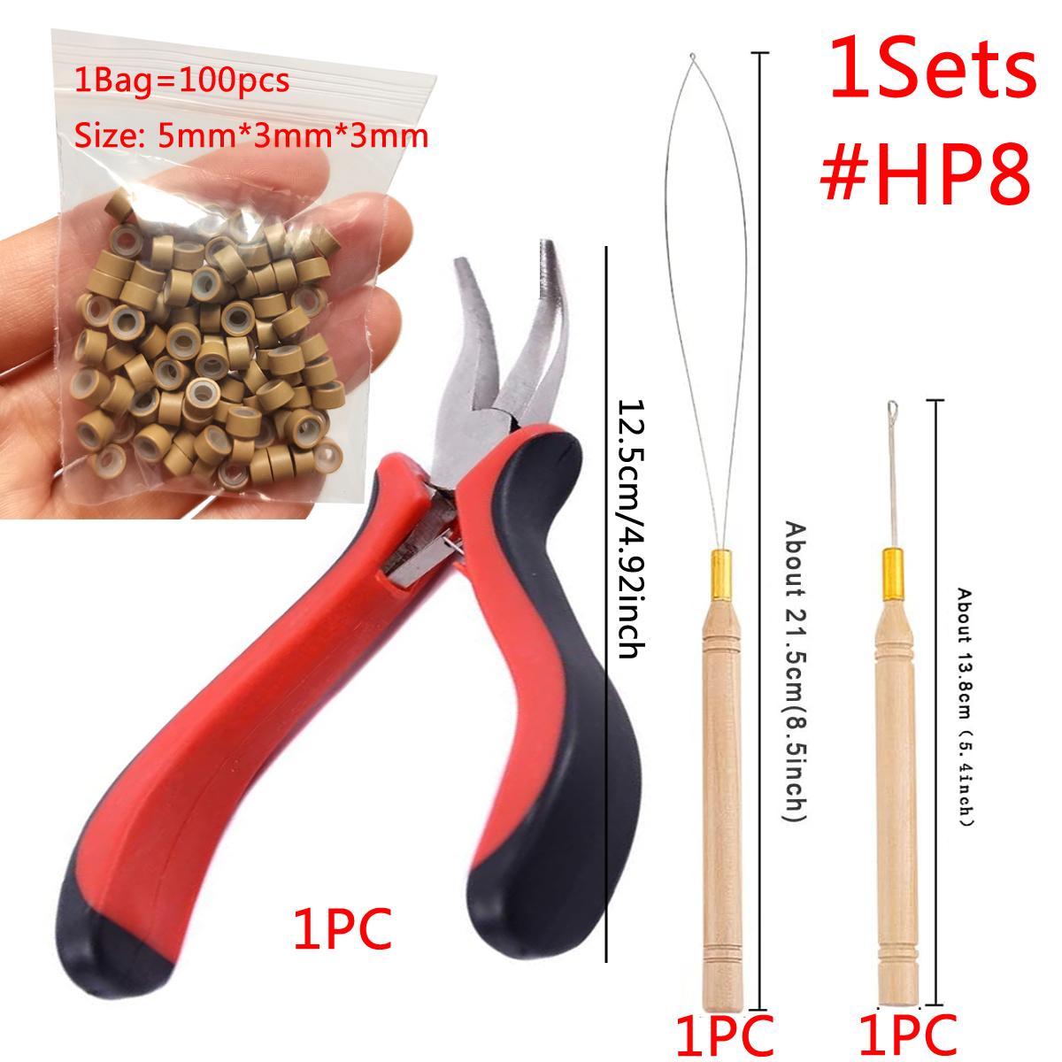 

1 комплект щипцов для наращивания волос, 100 микро-звеньев/бусин + 1 игла для вытягивания + 1 микрокольцо + 1 набор инструментов для наращивания волос