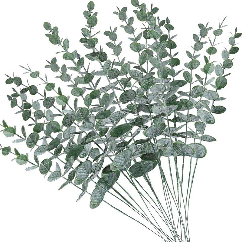 10/20pcs Artificial Plants Multicolor Eucalyptus Leaves Faux Boughs Wedding Bridal Bouquet Home Vase Table Diy Gifts Decora Prop