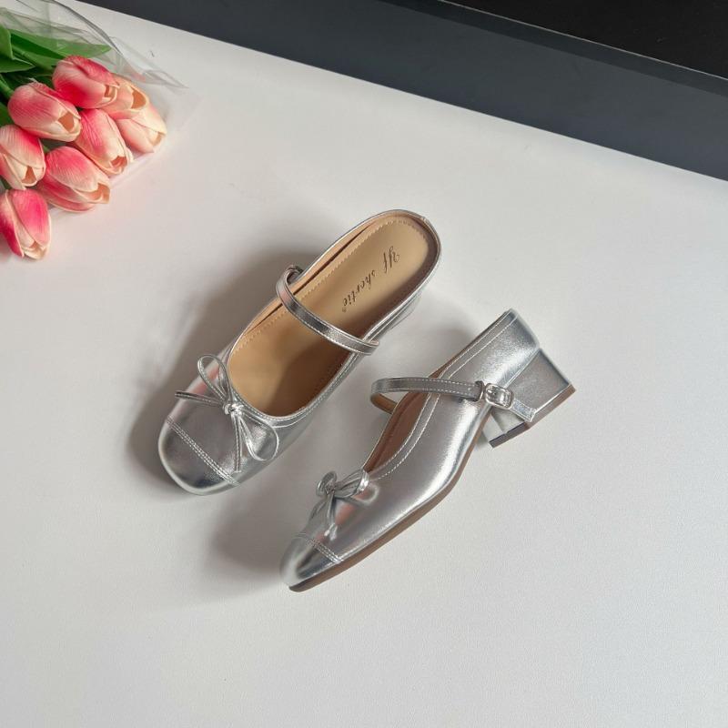 Sheepskin version~ Bow word with bag head drag women wear summer new square head thick heel sandals