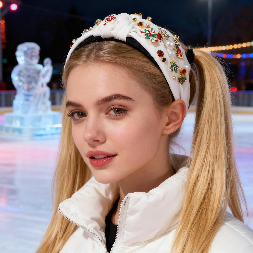 Elegant Christmas Headband Set with Christmas Tree and Pearl Imitation Retro Style Wide Knot Headband for Women