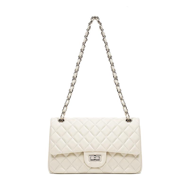 New sheepskin fashion crossbody armpit small square bag, women's diamond chain small fragrant shoulder bag