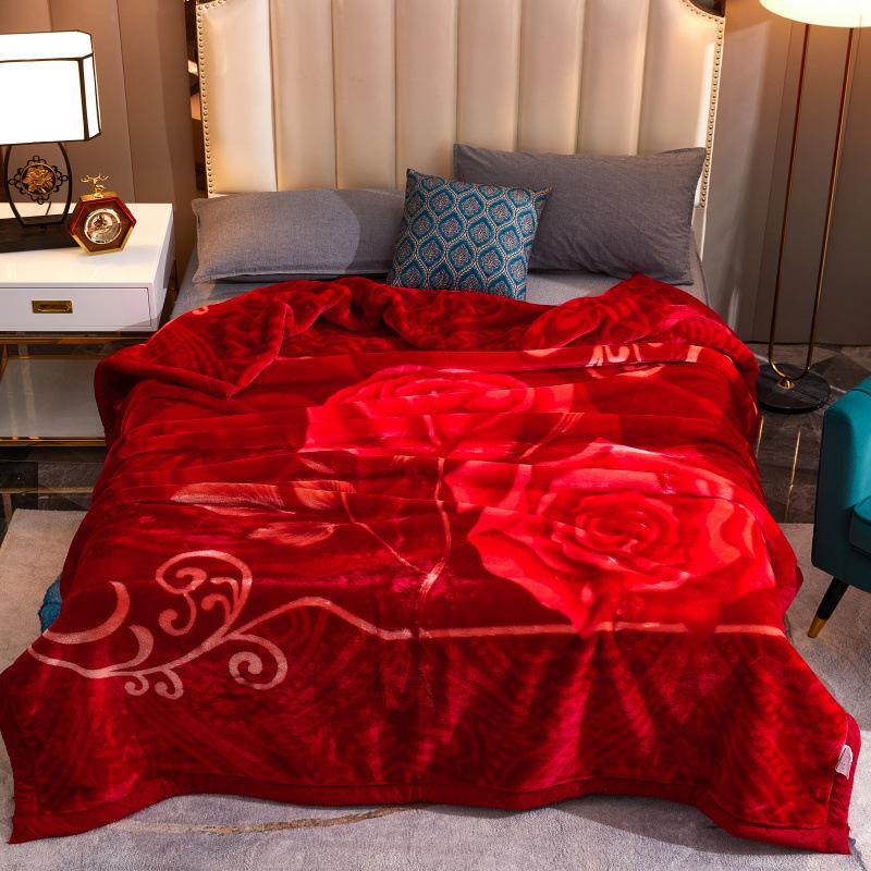 Double-Layer Thickened Raschel Blanket - Super Soft Anti-Static Fleece for Autumn/Winter, Perfect Wedding Gift.
