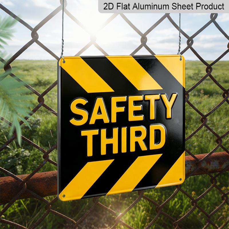 2D Flat - 1pc, Vintage Metal Sign, Outdoor Plaque & Wall Decoration, Safety Third Sign, Garage Wall Art, Workshop Decor, Mechanical Shed Ornament
