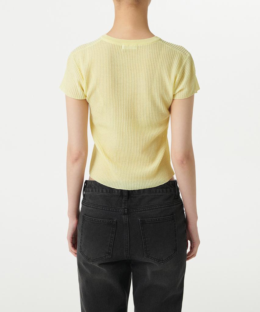 MUSINSA STANDARD WOMAN Women'S Sheer Textured Crew Neck Short Sleeve Knit [Lemon]
