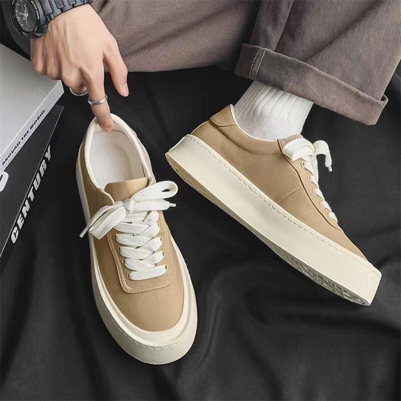 Cloth shoes men's 2024 new summer men's shoes platform heightening simple casual breathable canvas shoes versatile board shoes