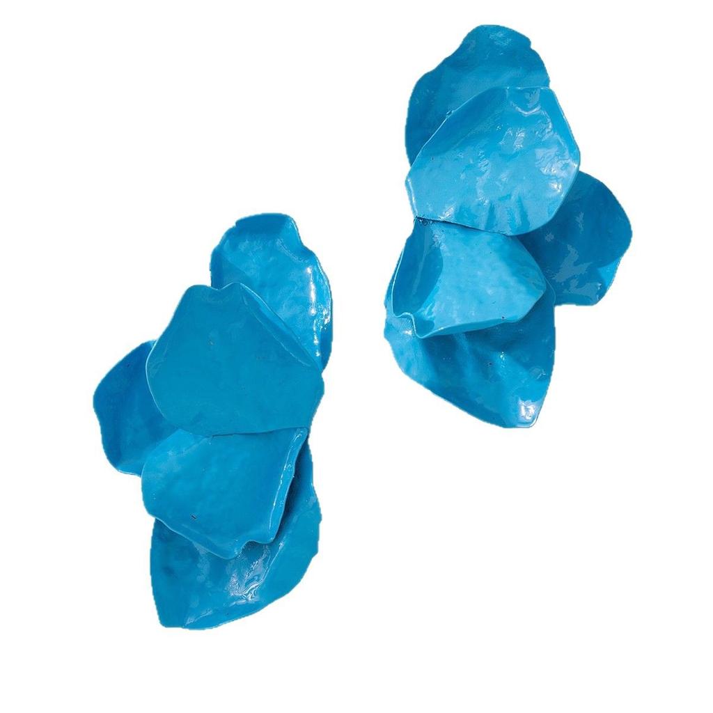 Exaggerated Blue Big Petal Earrings