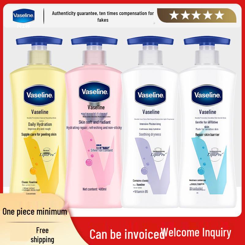 Vaseline Intensive Care Nawilżający balsam do ciała dla skóry wrażliwej z niacynamidem, rozjaśniający, 200g/400g