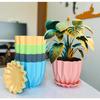 Crystal Look Plastic Flower Pots with Tray for Home & Decoration Planters, Terrace, Garden Plant Container Set (Pack of 5, Plastic)