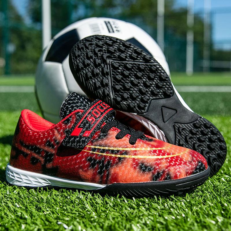 New children's broken nail football shoes boys and girls flat non-slip primary and secondary school sports shoes Velcro football