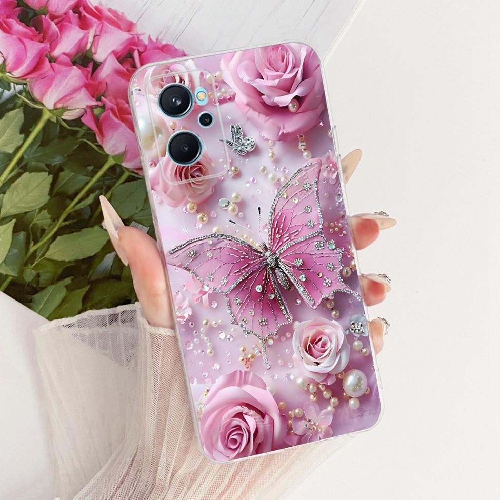 For Realme 9i 4G Case RMX3491 Transparent Cute Cat Fashion Butterfly Funny Painted Casing For Real me 9i 4G Cover