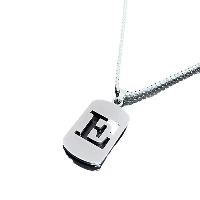 Hip Hop Stainless Steel Men Women Pendant Necklace Hollow 26 Letter Without Plating Design Style Chain for Daily Wear and Gift