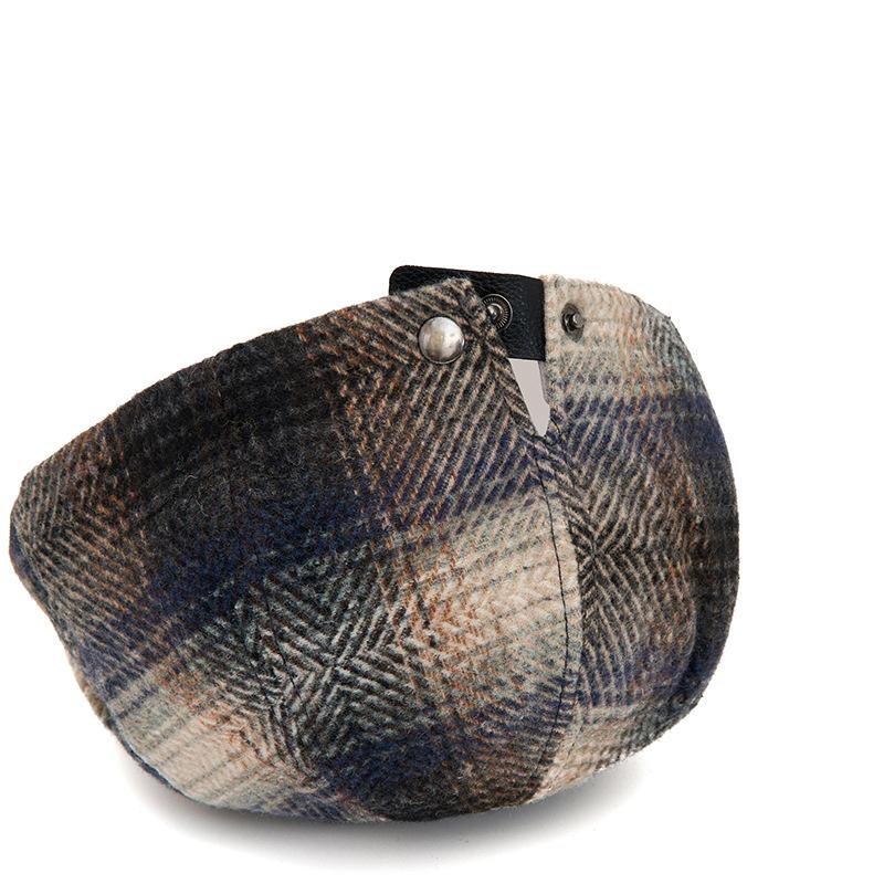 Autumn Winter Tie-Dyed Cap Men's British Newsboy Cap Warm Beret Plaid Octagonal Cap